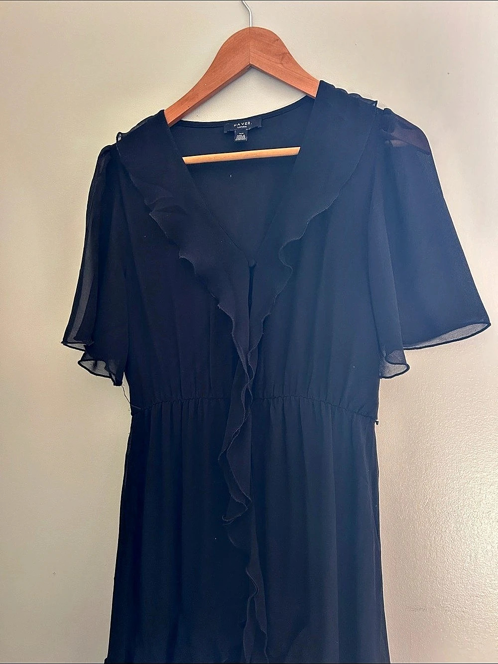 Haver London Black Ruffle Maxi Dress Like New